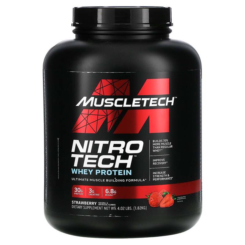 Muscletech Nitro Tech Whey Protein Powder, 1.82Kg, Strawberry