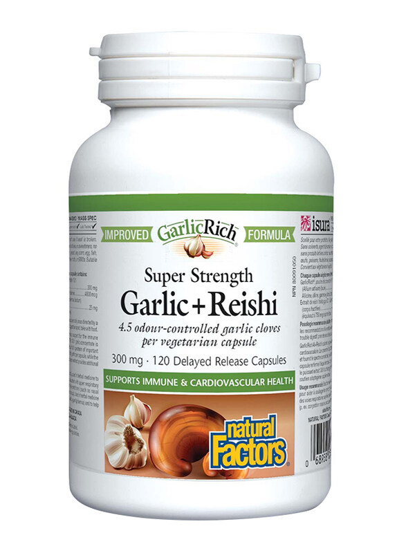 

Natural Factors Super Strength Garlic + Reishi Capsules, 300mg, 120 Capsules