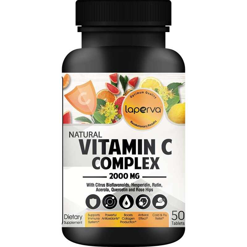 Laperva Natural Vitamin C Complex Dietary Supplement, 2000mg, 50 Tablets