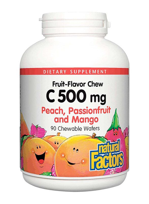 

Natural Factors Vitamin C Peach Passionfruit Mango Chewable Wafer, 500mg, 90 Wafer