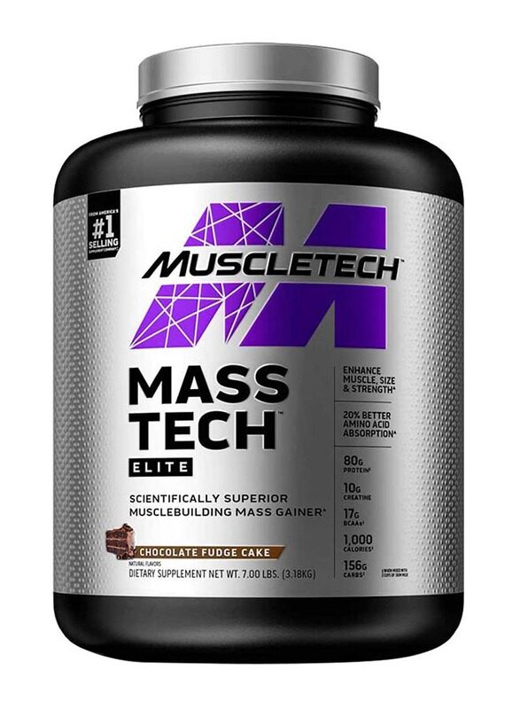 

Muscletech Mass Tech Elite Protein Powder, 3.18Kg, Chocolate Fudge Cake