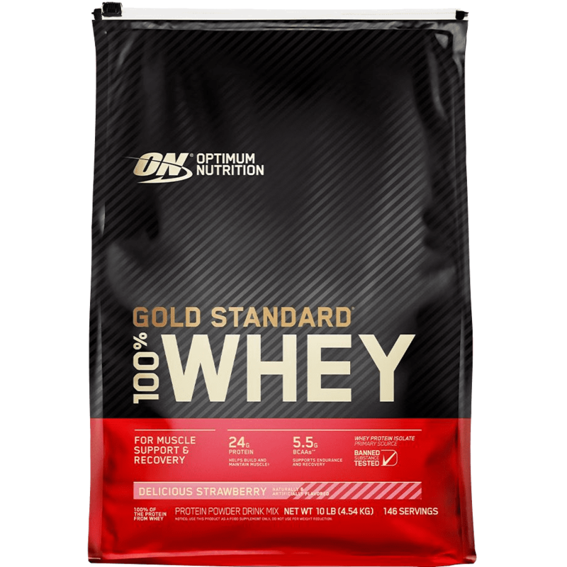 

Optimum Nutrition Gold Standard 100% Whey Protein Powder, 4.54Kg, Delicious Strawberry