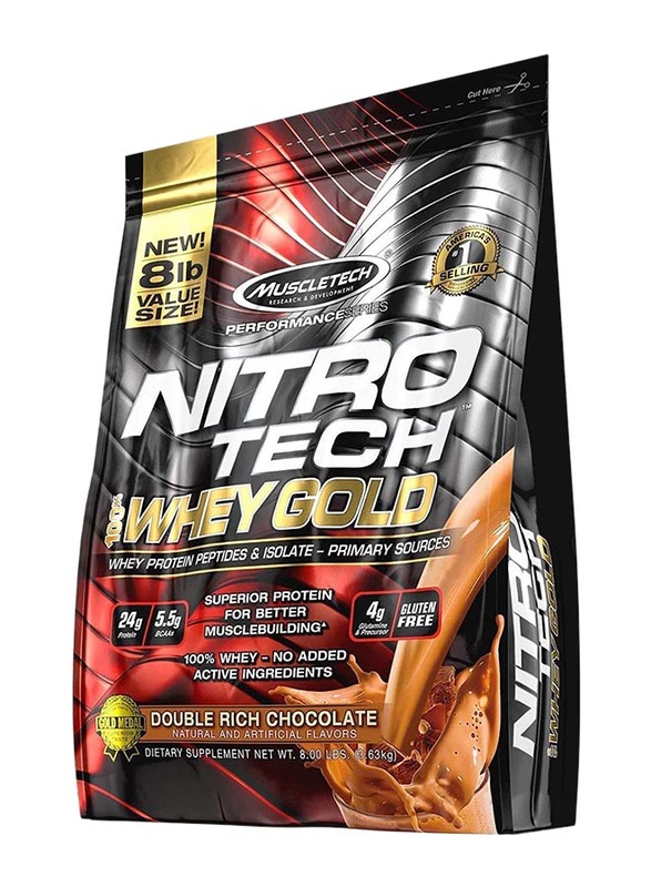 Muscletech Nitro Tech Whey Gold Protein Powder, 3.63kg, Double Rich Chocolate