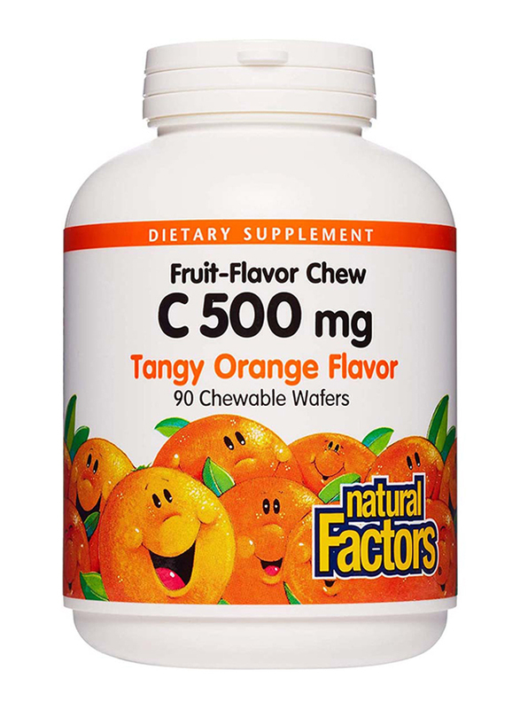 Natural Factors Vitamin C Tangy Orange Chewable Wafer, 500mg, 90 Wafer