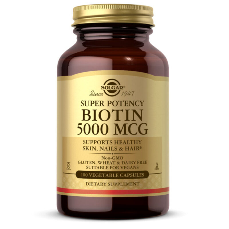 

Solgar Biotin, 100 Vegetable Capsules, 5000 mcg