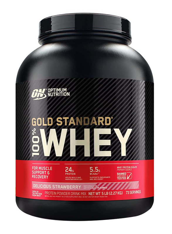 Optimum Nutrition Gold Standard 100% Whey Protein Powder, 2.27Kg, Delicious Strawberry