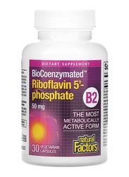 Natural Factors BioCoenzymated Riboflavin 5' Phosphate Dietary Supplement, 50mg, 30 Vegetarian Capsules