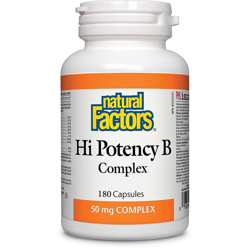 

Natural Factors Hi Potency B Complex, 50 mg, 180 Capsules