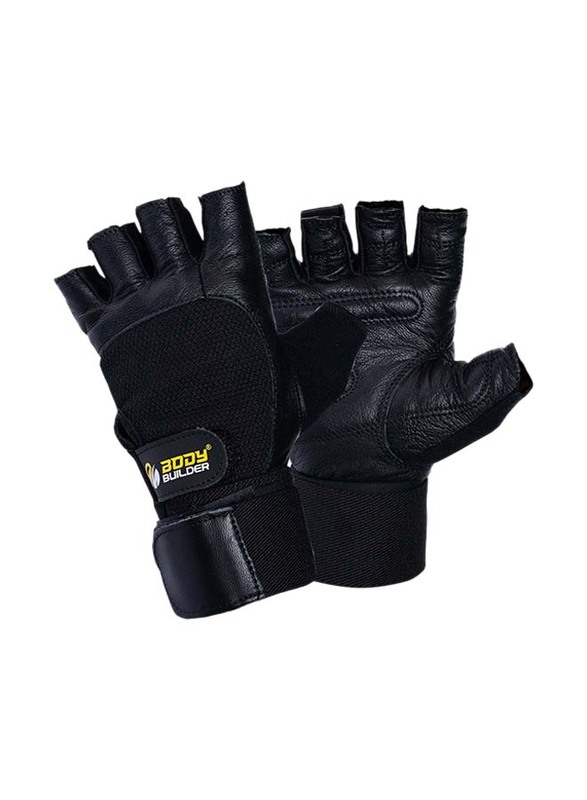 Body Builder Wrist Support Gloves, Large, Black