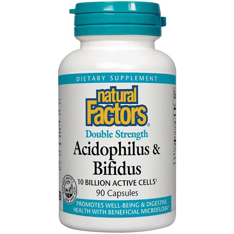 

Natural Factors Acidophilus and Bifidus, 10 Billion Active Cells, 90 Capsules