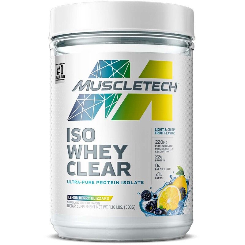 

Muscletech Iso Whey Clear Protein Powder, 503gm, Lemon Berry Blizzard