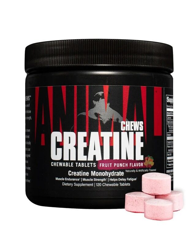 

Universal Nutrition Chews Creatine Fruit Punch Flavour Dietary Supplement, 120 Chewable Tablets