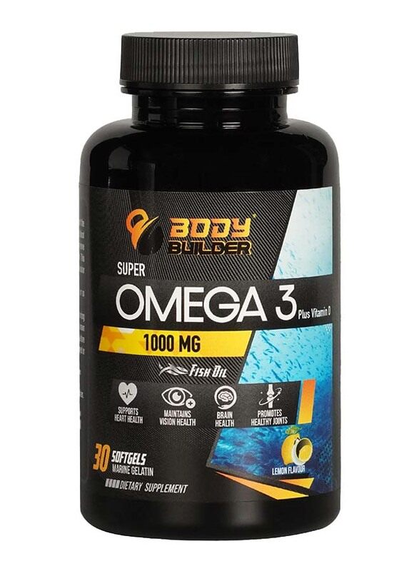 

Body Builder Super Omega 3 + Vitamin D, 1000 mg, 30 Softgels, Unflavored