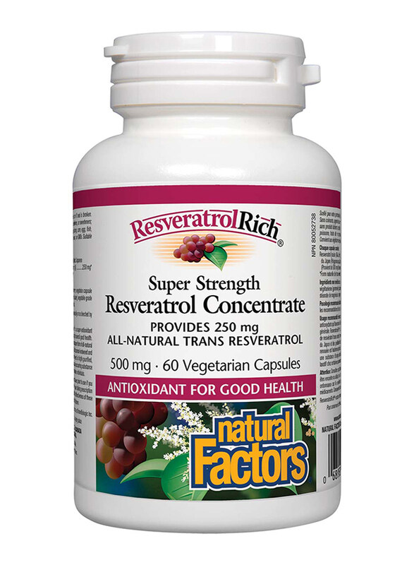 

Natural Factors Super Strength Resveratrol Concentrate Veggie Capsules, 500mg, 60 Capsules