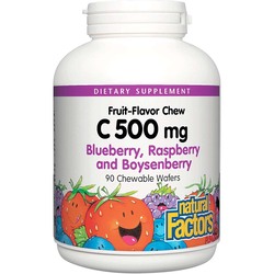 Natural Factors Vitamin C 500 mg Chewable Wafer, Blueberry Raspberry Boysenberry, 90 Chewable Wafer