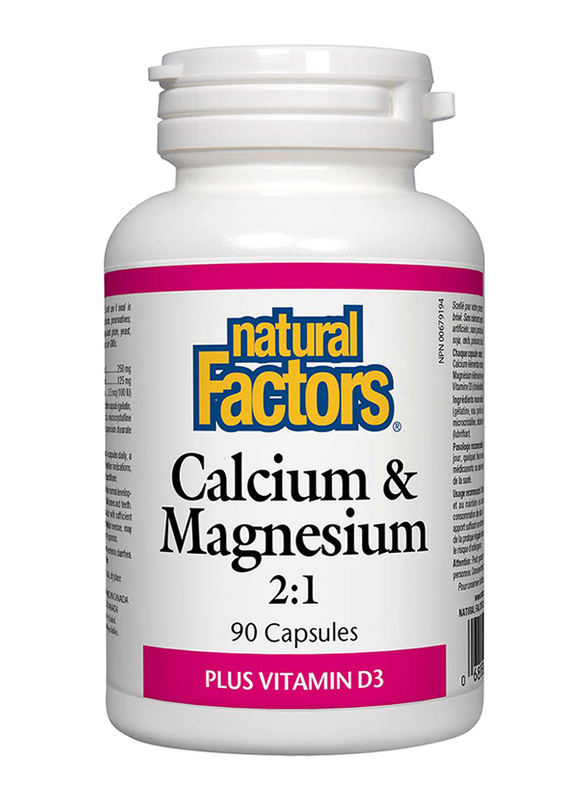 Natural Factors Calcium & Magnesium 2:1 Plus Vitamin D3, 90 Capsules