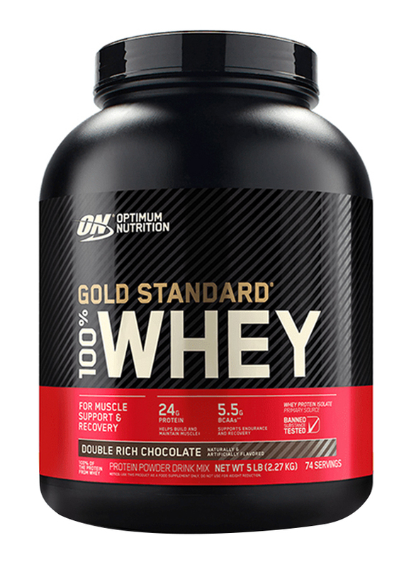 Optimum Nutrition Gold Standard 100% Whey Protein Powder, 2.27Kg, Double Rich Chocolate