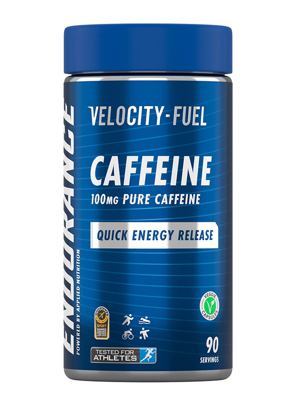 Applied Nutrition 90 Servings Endurance Velocity Fuel Pure Caffeine, 100mg, 90 Capsules