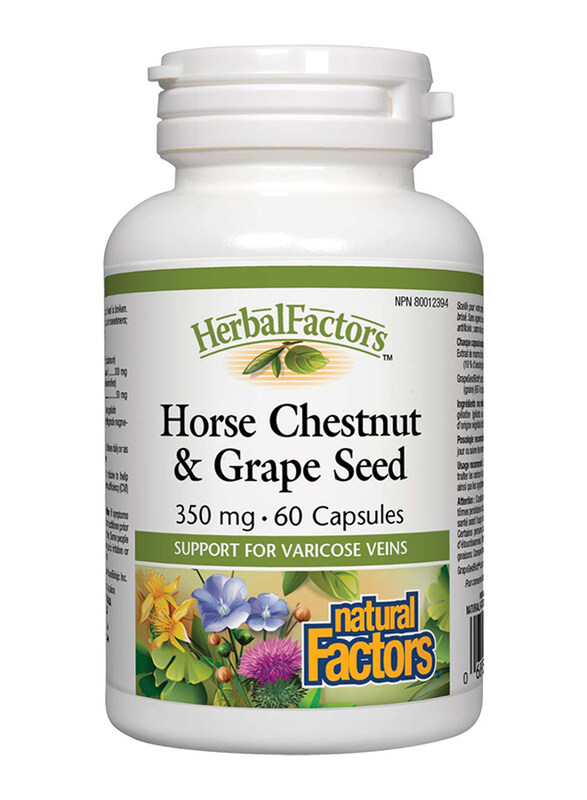 

Natural Factors Horse Chestnut and Grape Seed Capsules, 60 Capsules