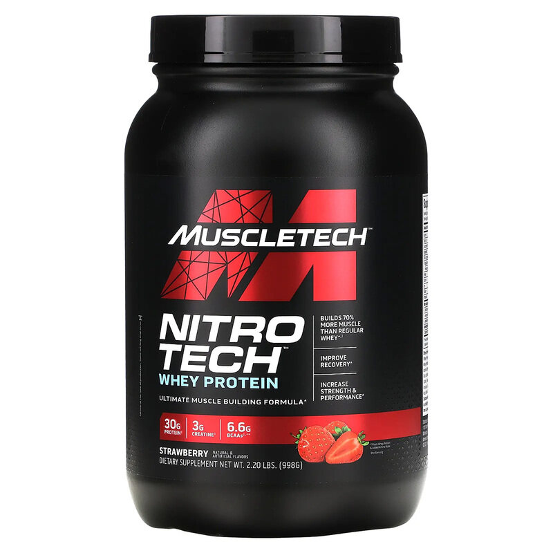 

Muscletech Nitro Tech Whey Protein Powder, 998gm, Strawberry