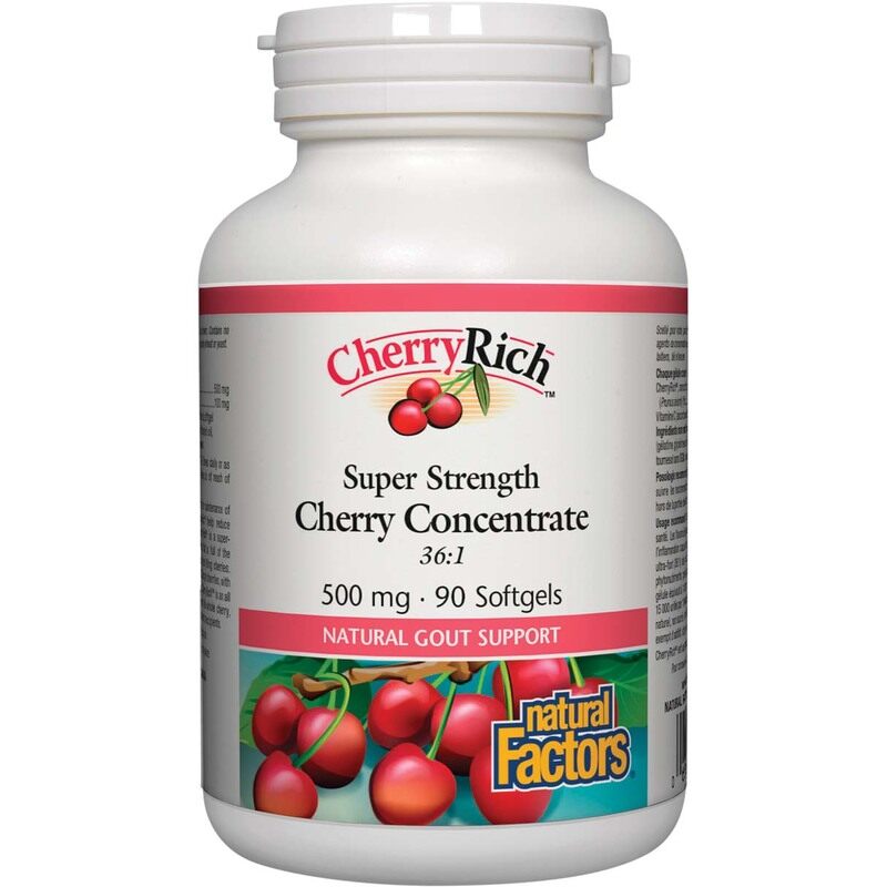 

Natural Factors Super Strength Cherry Concentrate, 500 mg, 90 Softgels