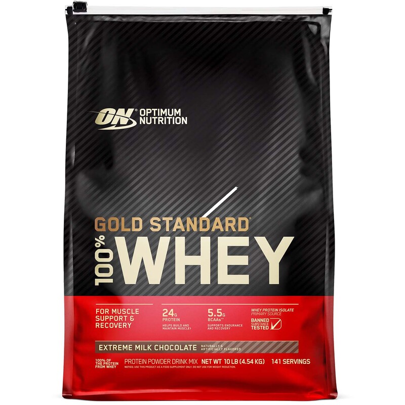 Optimum Nutrition Gold Standard 100% Whey Protein, Extreme Milk Chocolate, 10 LB