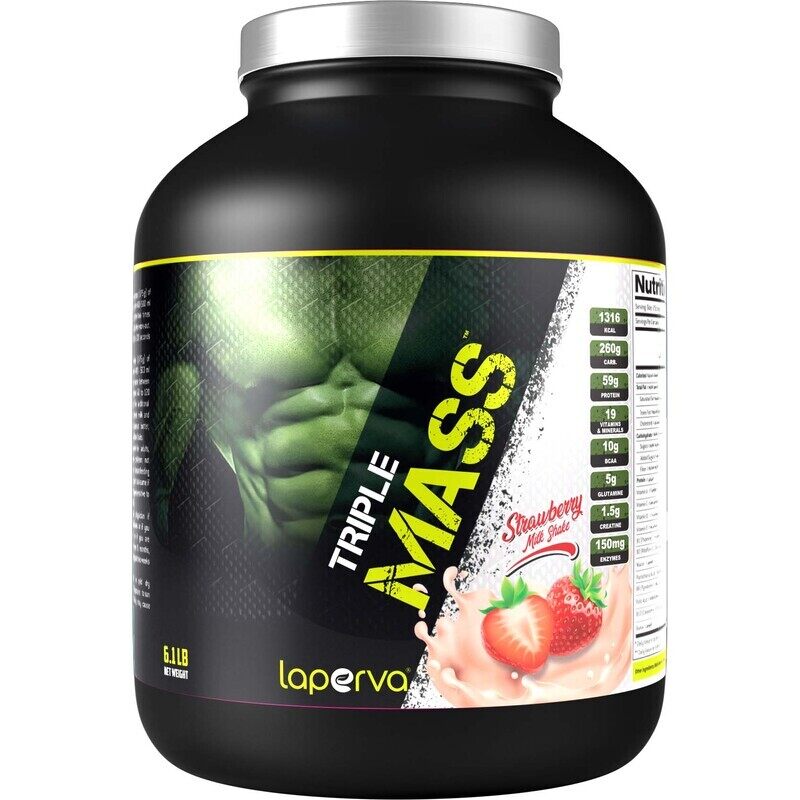 

Laperva Triple Mass Gainer, 2.72Kg, Strawberry Milkshake