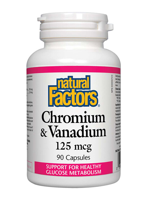 

Natural Factors Chromium & Vanadium Dietary Supplement, 125mcg, 90 Capsules
