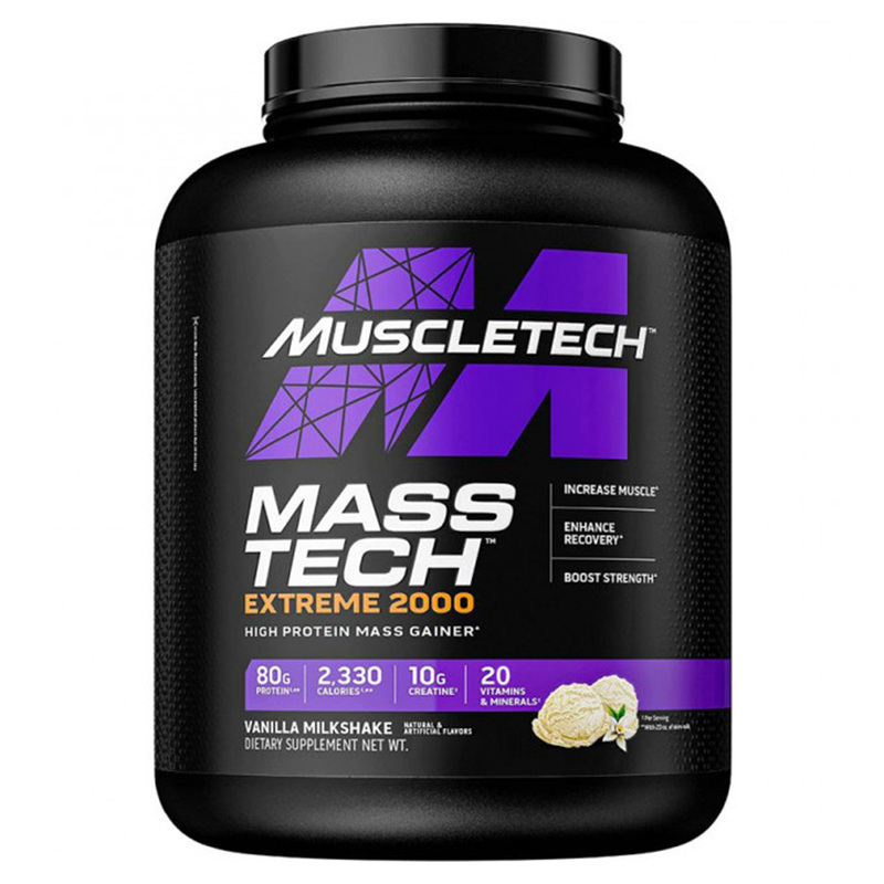 Muscletech Mass Tech Extreme 2000 Protein Powder, 2.72Kg, Vanilla Milkshake