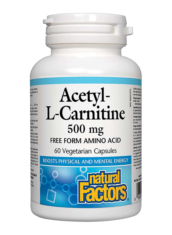 Natural Factors Acetyl-L-Carnitine Dietary Supplement, 500mg, 60 Veggie Capsules