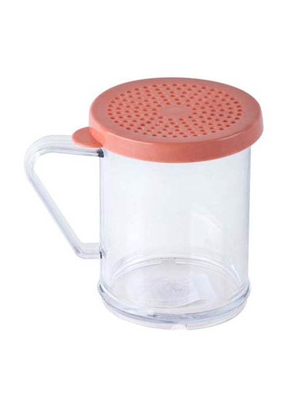 Winco 10oz Polycarbonate Dredge with Snap-On Lid, Clear/Red