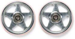 Tamiya Mini 4WD GUP 19mm Aluminum Rollers (5 Spokes) with Plastic Rings (Pink) (2 pieces)