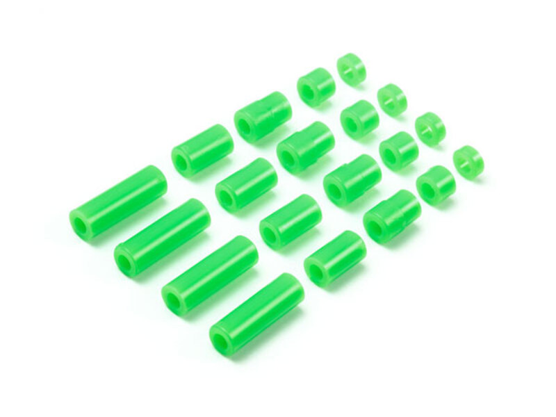 Tamiya Mini 4WD GUP Light Weight Plastic Spacer Set Fluorescent Green (12/6.7/6/3/1.5mm, 4 pieces each)
