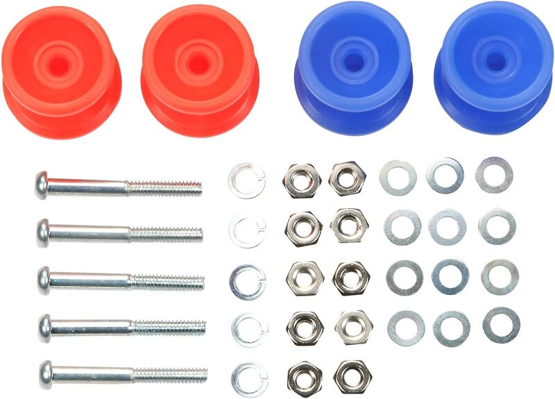 Tamiya Mini 4WD GUP #457 Low Friction Plastic Double Rollers (Red & Blue, 13-12mm)