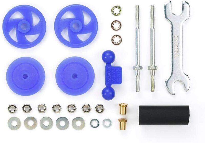 Tamiya Mini 4WD GUP Large Diameter Stabilizer Head Set Blue (17mm) (with 19mm Low Friction Plastic Rollers)