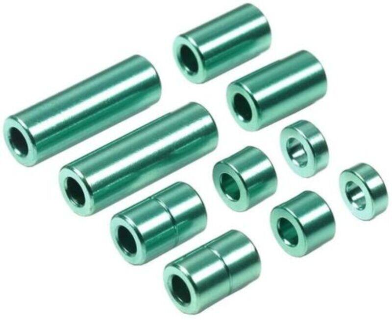 

Tamiya Mini 4WD GUP Aluminum Spacer Set Green (12/6.7/6/3/1.5mm, 2 pieces each)