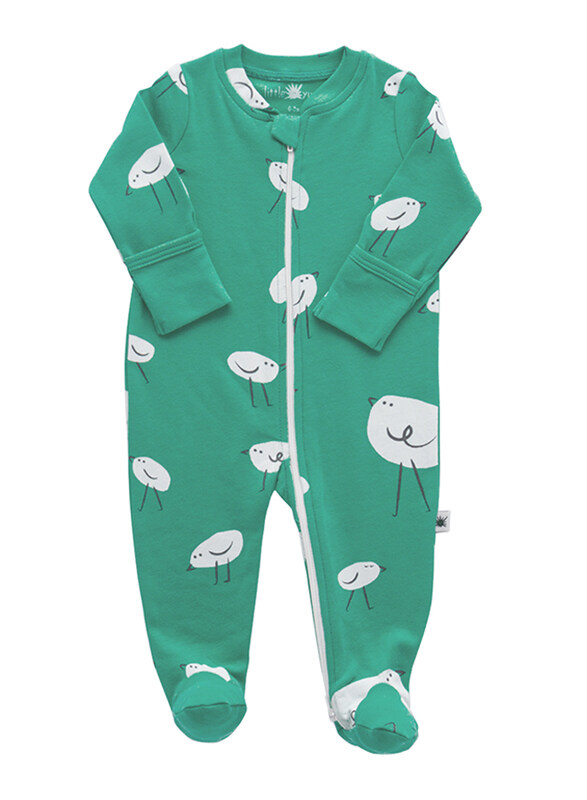

Little Yucca Organic Cotton Zip Footed Jumpsuit, 0-3 Months, Green