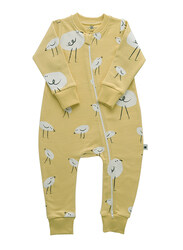 Little Yucca Organic Cotton Warm Zip Baby Jumpsuit, 3-6 Months, Raffia Yellow