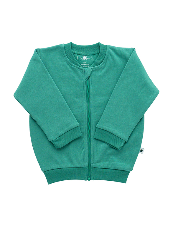 Little Yucca Organic Long Sleeve Cotton Baby Bomber Jacket, 12-18 Months, Green