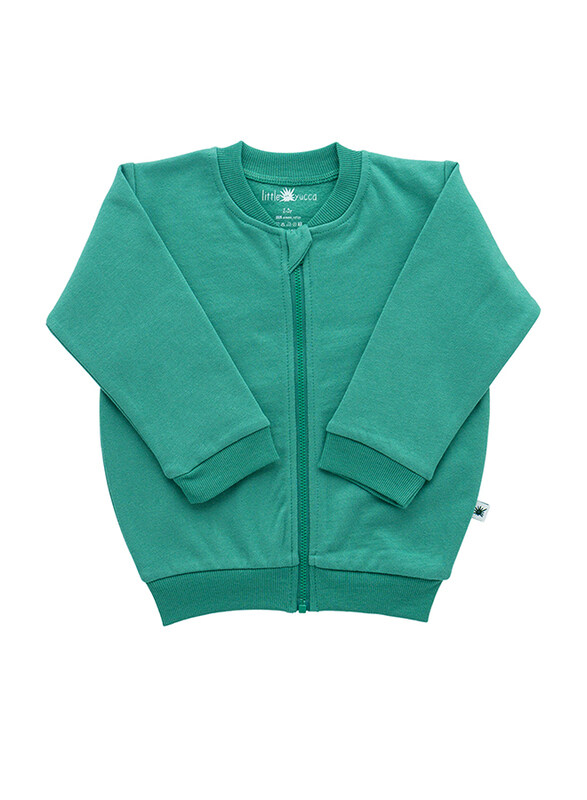 

Little Yucca Organic Long Sleeve Cotton Baby Bomber Jacket, 4-5 Years, Green