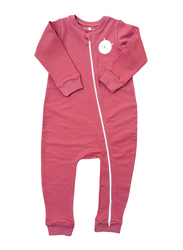 Little Yucca Organic Cotton Warm Zip Baby Jumpsuit, 6-12 Months, Cherry