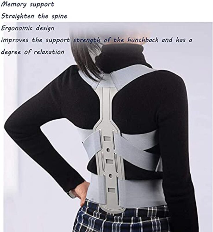 Mubay Upper Back Posture Corrector Breathable Back Shoulder Posture Adult Correction Orthotics Humpback Correction Belt, Large, Blue/Grey