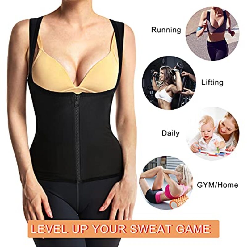 Barifall Sweat Tank Top Slimming Sauna Vest for Women, Black, S/M