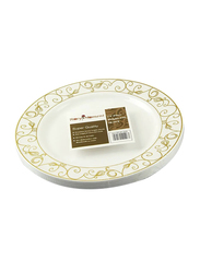 Rosymoment 10-Piece 10-inch Premium Quality Round Plastic Dinner Plate Set, White/Gold