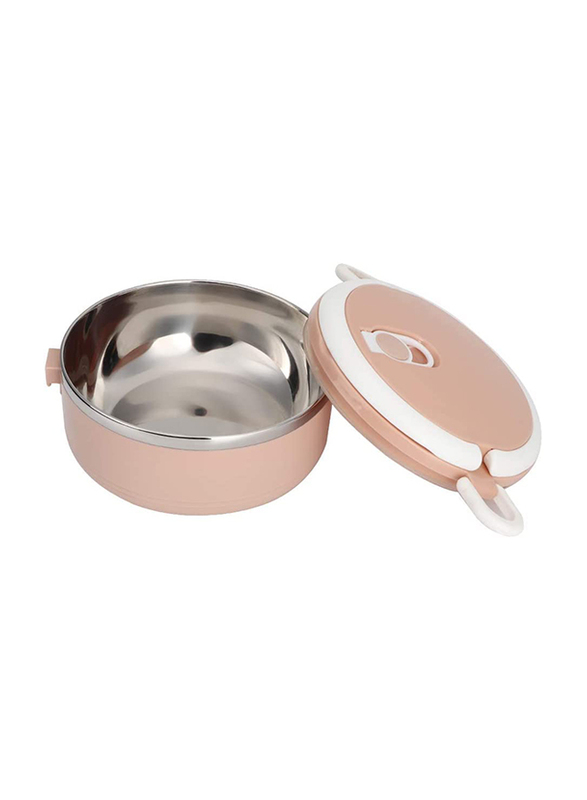 Triple Layer Leakproof Stainless Steel Round Thermal Lunch Box, Pink