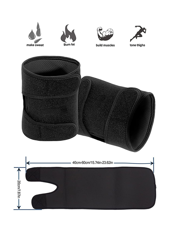 FDTY Neoprene Thigh Brace Support Hamstring Compression Sleeve Adjustable Upper Leg Wraps, Black