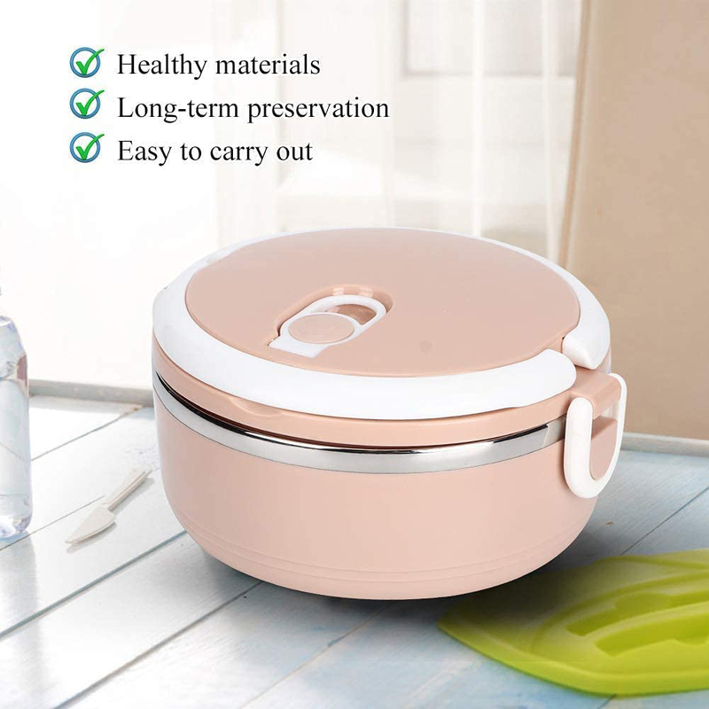 Qiangshuaikj Polypropylene Food Warm Containers Thermal Bento Lunch Box, Pink