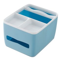 Multifunction Plastic Tissue Box, White/Blue