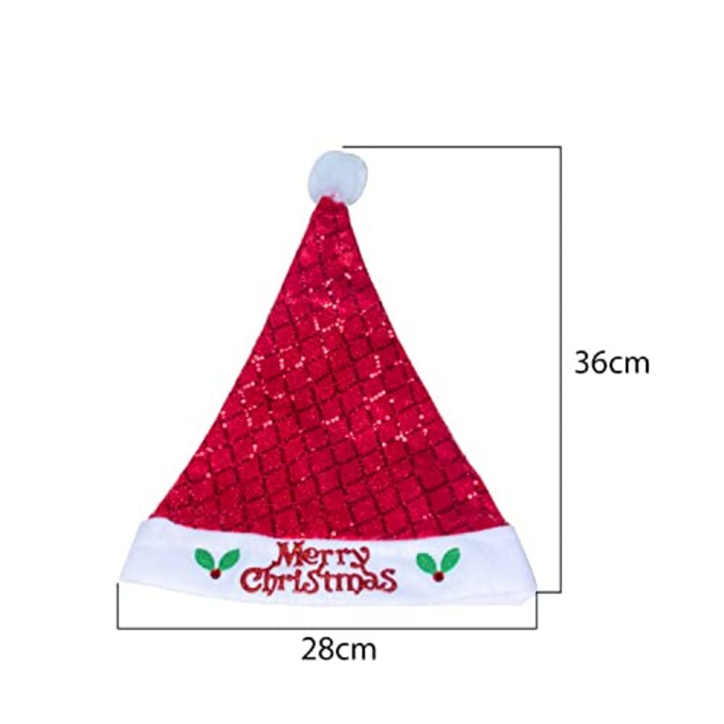 Christmas Plush Classic Santa Hat, 28 x 36cm, 12 Pieces, Red