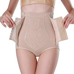 Puglife Tummy Corset High Waist Shapewear Panty for Women, Beige, Large